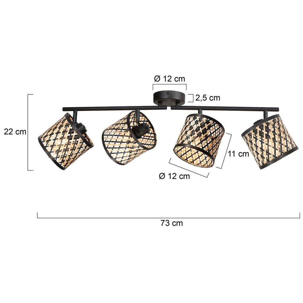 Ceiling lamp 4-lights Sumba with bamboo shades Ø12cm Steinhauer 8712746182842