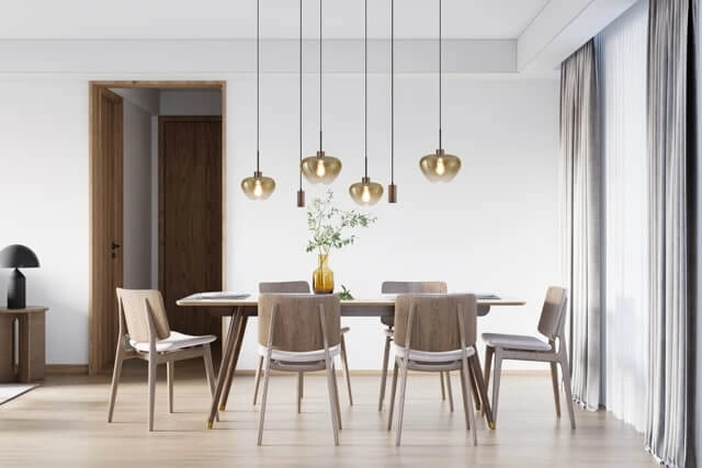6-light pendant lamp Genua brown with gold glass and pendants Masterlight 8718121357270