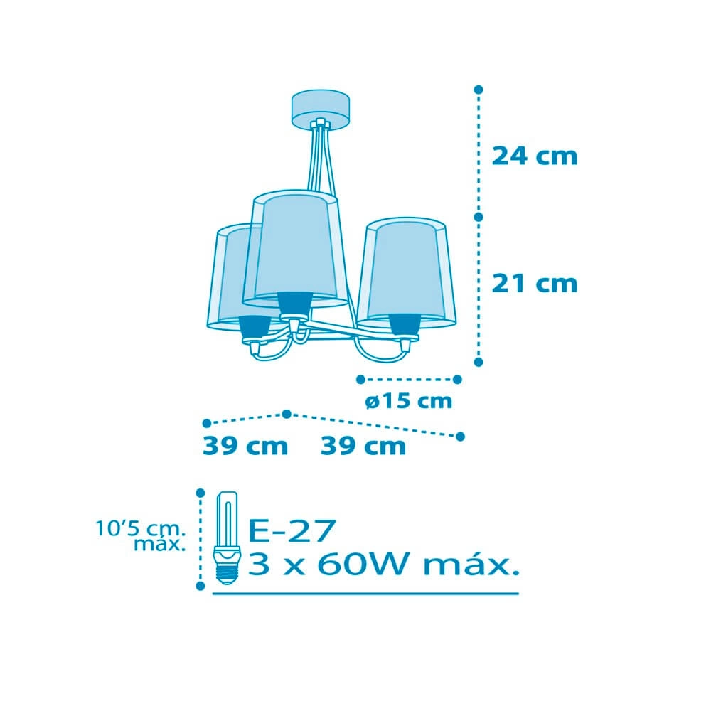 Children's room hanging lamp Light Feeling Star 3-light blue Dalber 8420406001043
