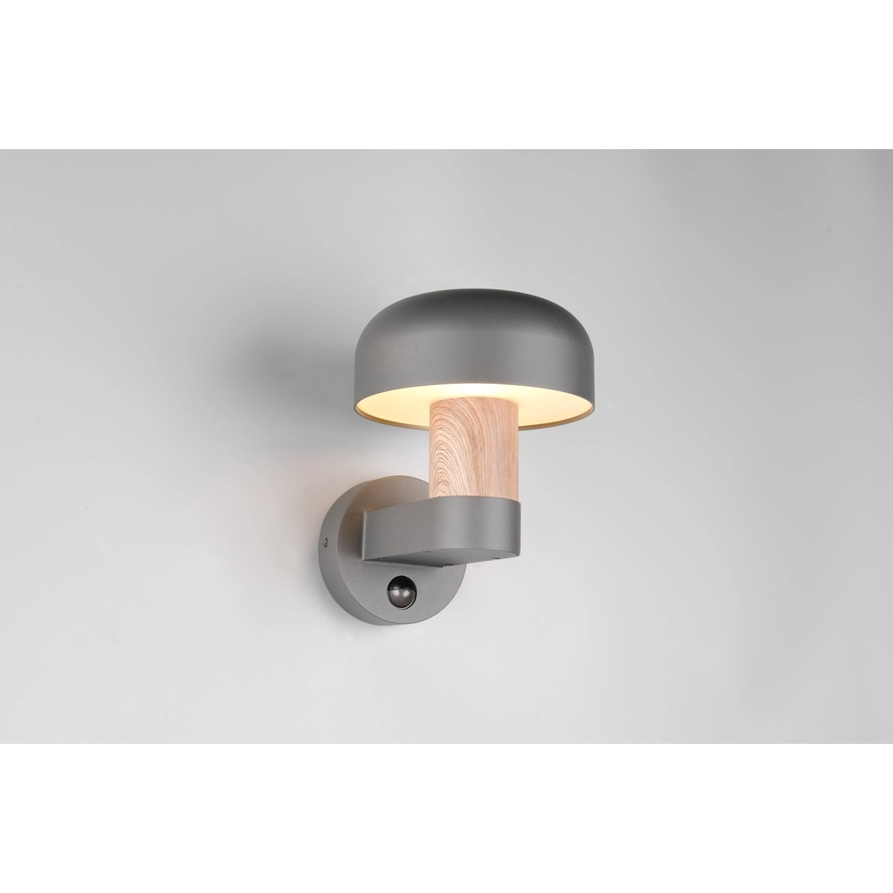 Wall lamp Fraser Grey with wood and sensor Trio 4017807648577