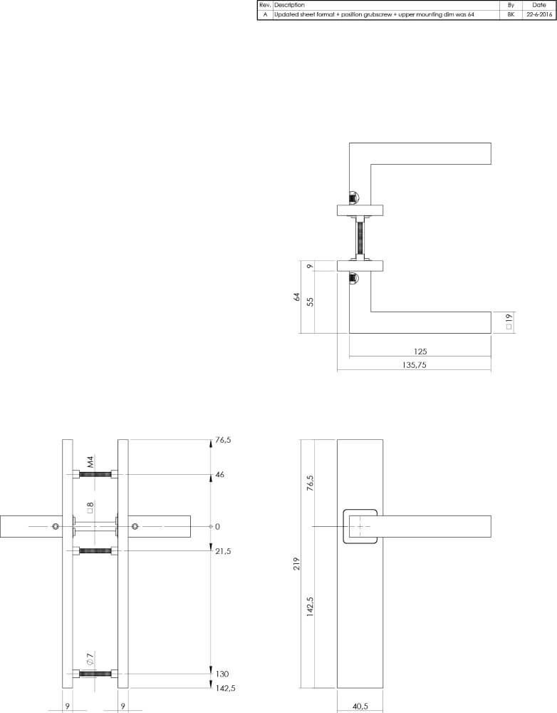 Door handle Vierkant rectangular stainless steel Intersteel 8714186187036