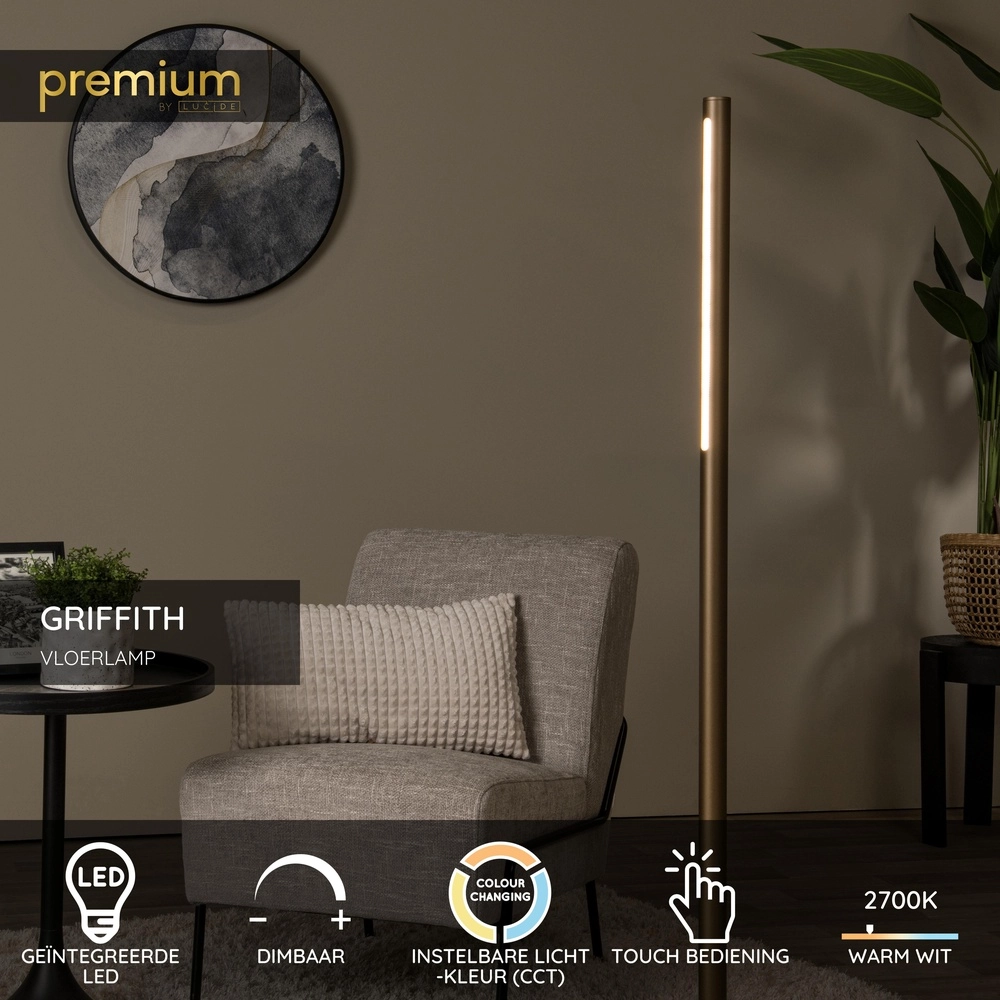 Design floor lamp Griffith bronze Premium by Lucide 5411212241955