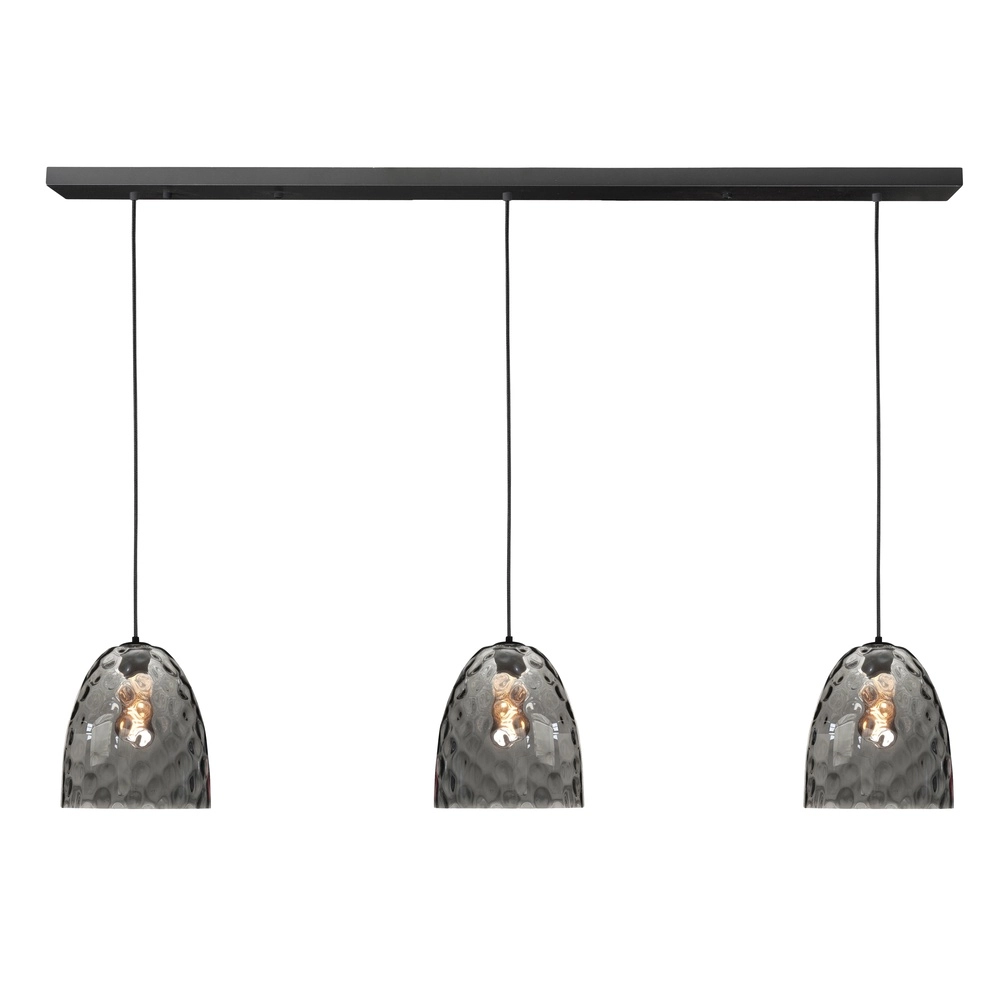 3-light pendant lamp Fantasy black with brown glass straight
