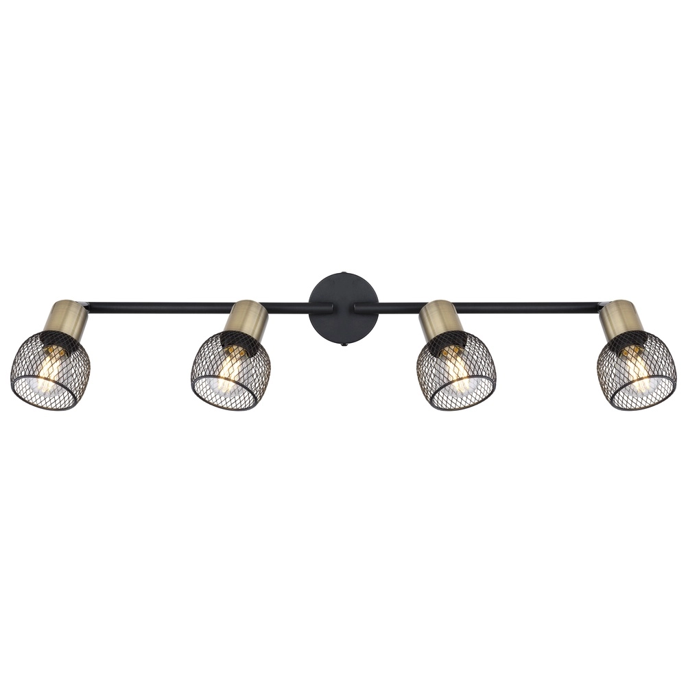 Ceiling lamp Fiastra 4-light black with mesh Globo 9007371418121