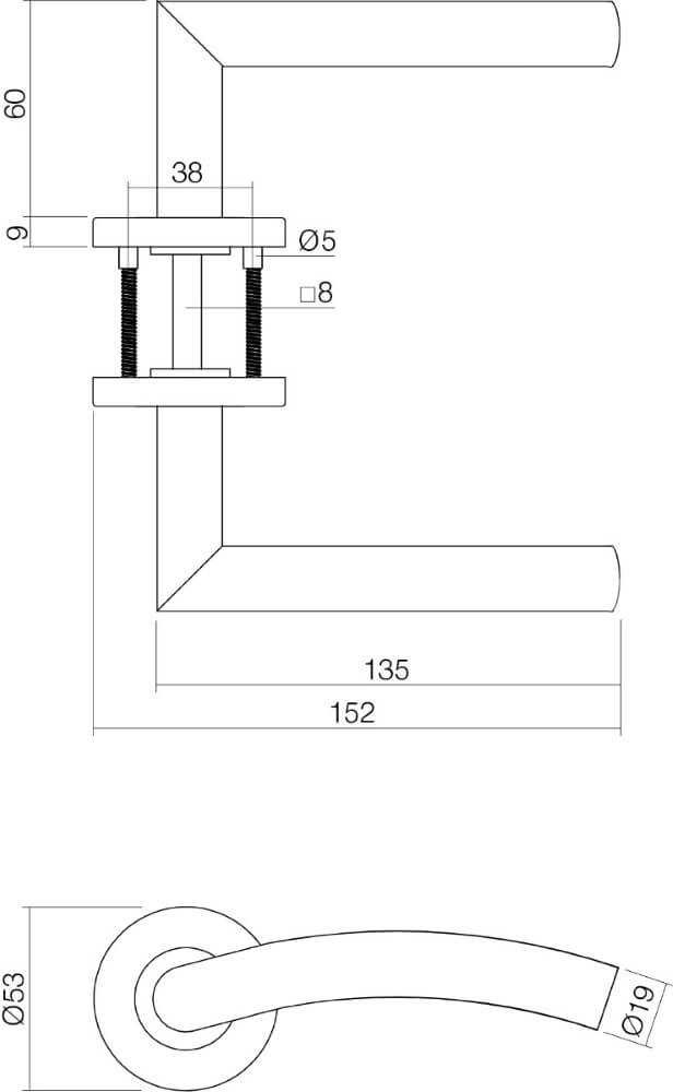 Complete door handle set Lisa Stainless steel toilet Intersteel 8714186634561