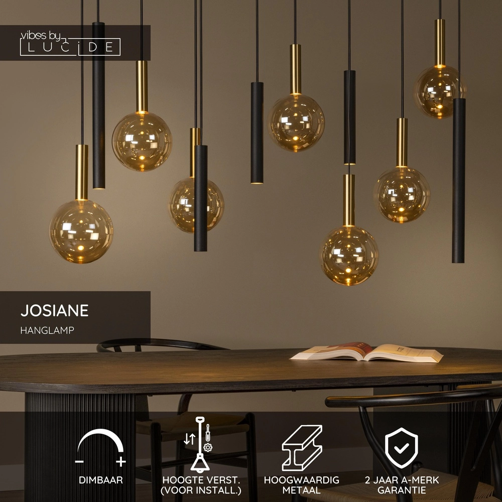 12-light pendant lamp Josiane black with gold Lucide Vibes 5411212212160