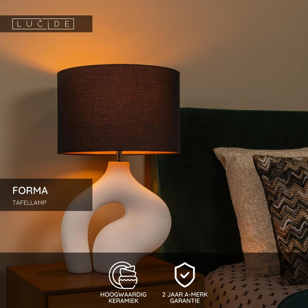 Organic Table Lamp Forma white with black hood Lucide 5411212345820