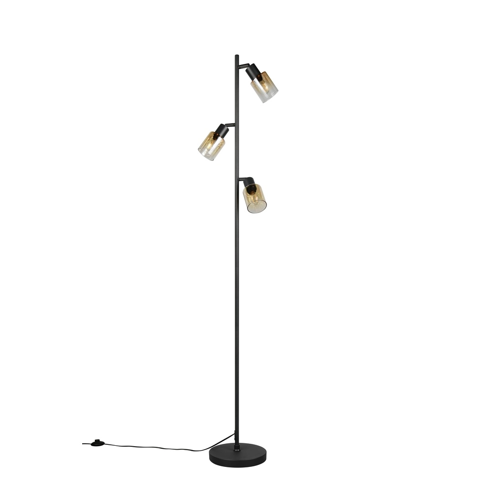 Floor lamp Cadiz 3-light amber glass Trio 4017807653472