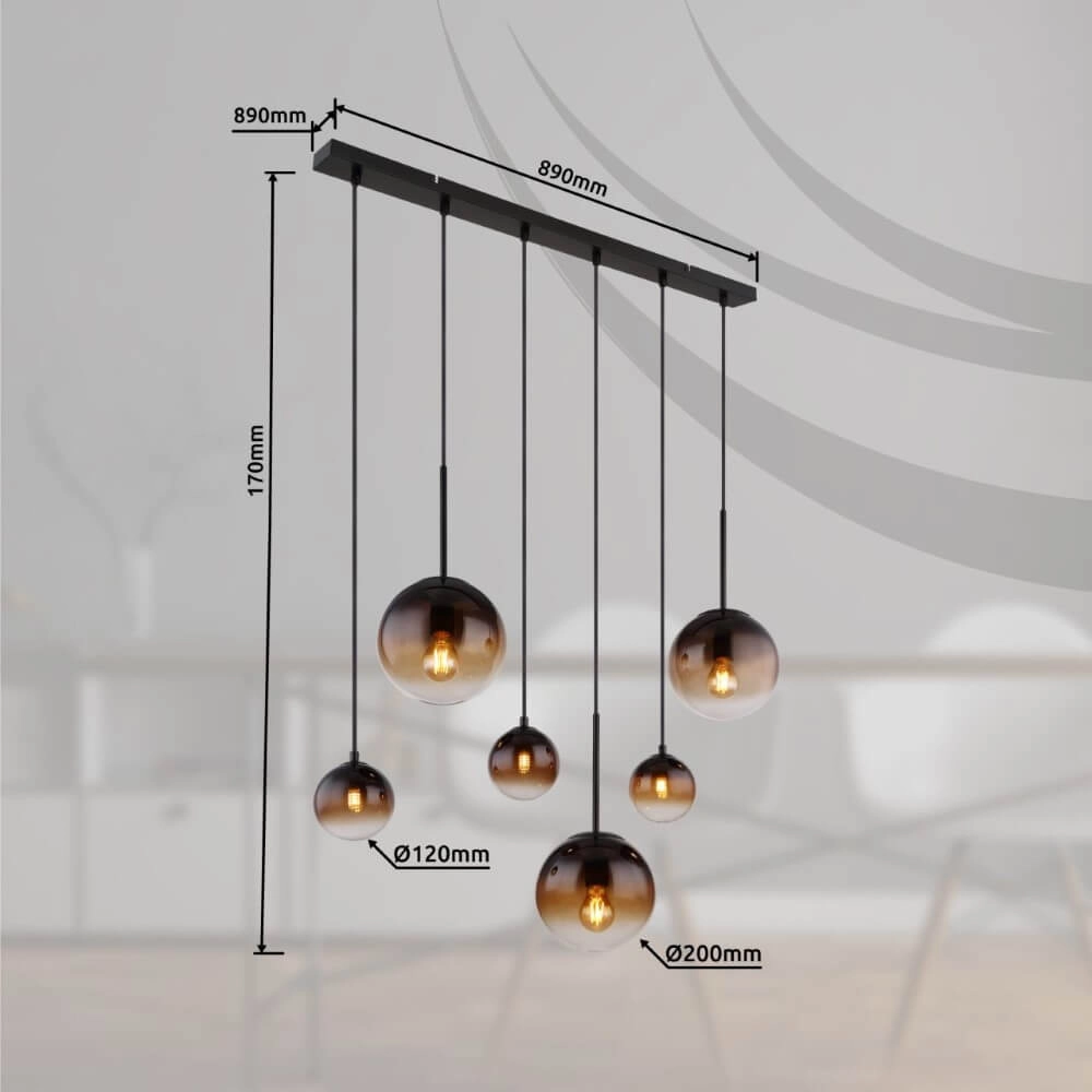 Black pendant lamp Hallie with unique glass Globo 9007371445929