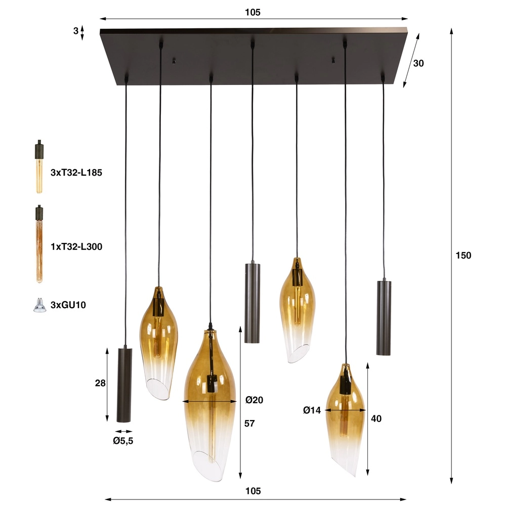 Stylish pendant lamp Cocoon with fading glass Lyora 8716803511941