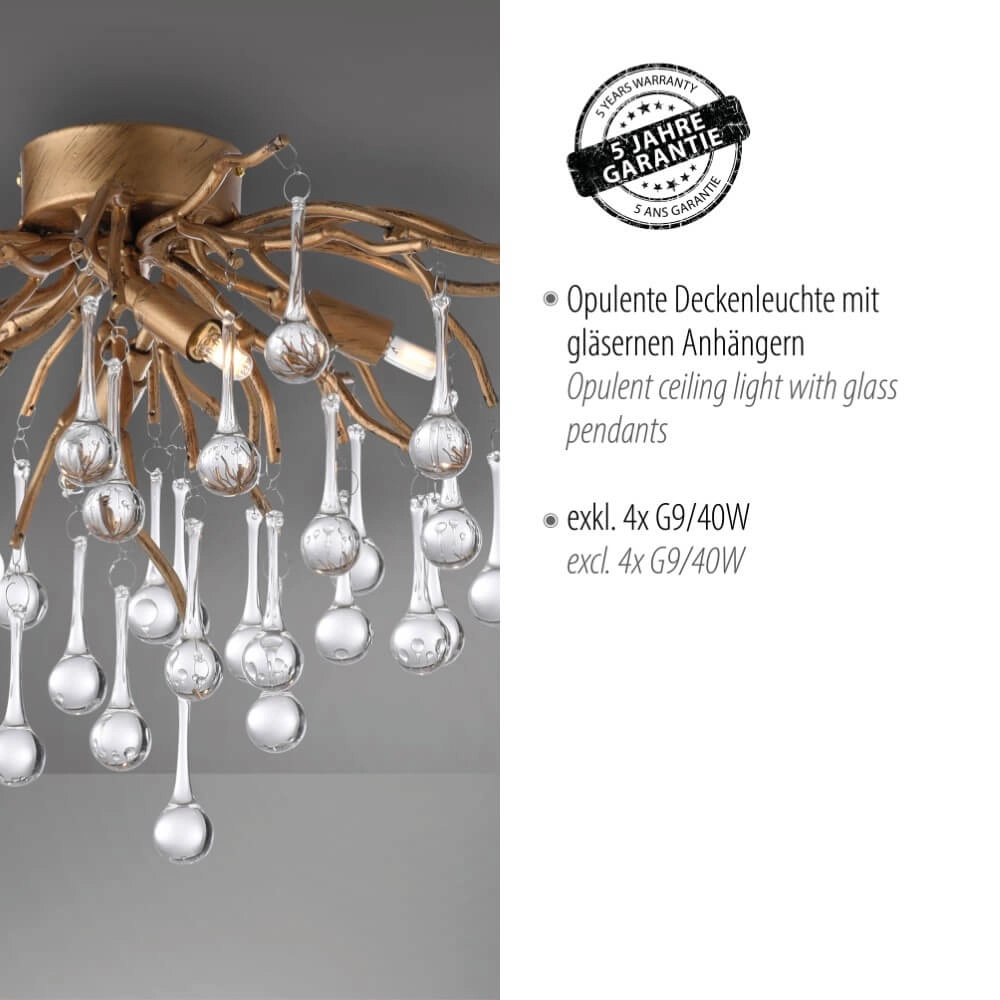 Chandelier Icicle brass 60cm Paul Neuhaus 4012248352069