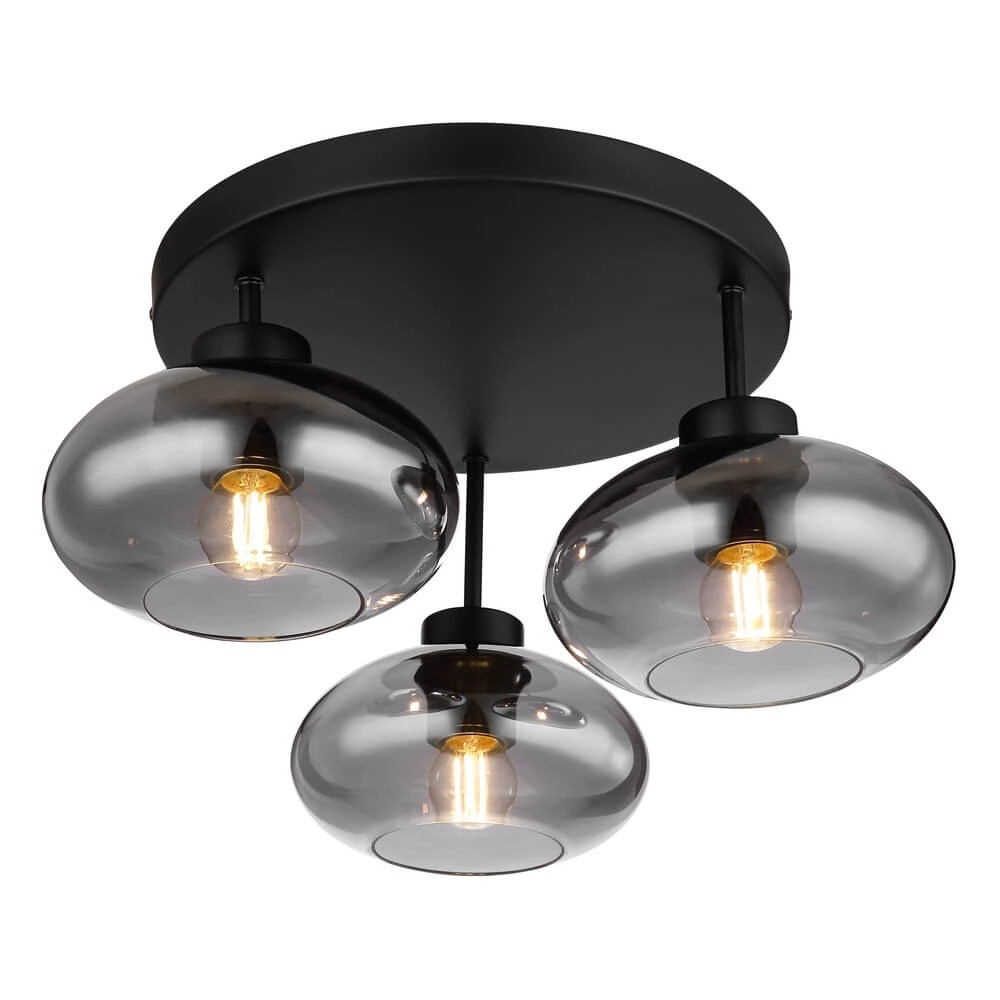 Black ceiling lamp Shaun 3-light Ø 40cm