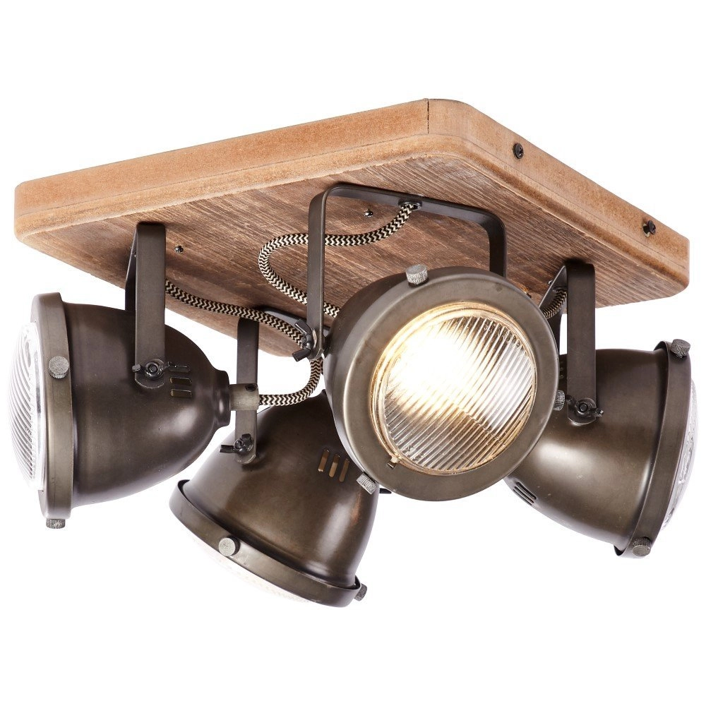 Rural surface-mounted spot Carmen Wood 4-light Brilliant 4004353310669