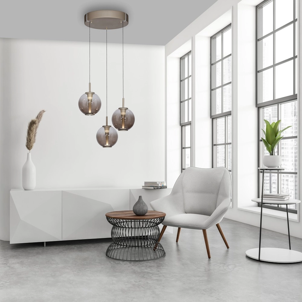 Vide pendant lamp Pure E-Infinty Bronce with amber glass Paul Neuhaus 4012248398166