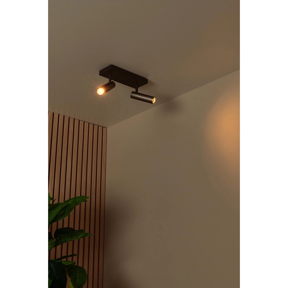 Sleek ceiling lamp Grado 2-light metallic grey Lucide 5411212221711