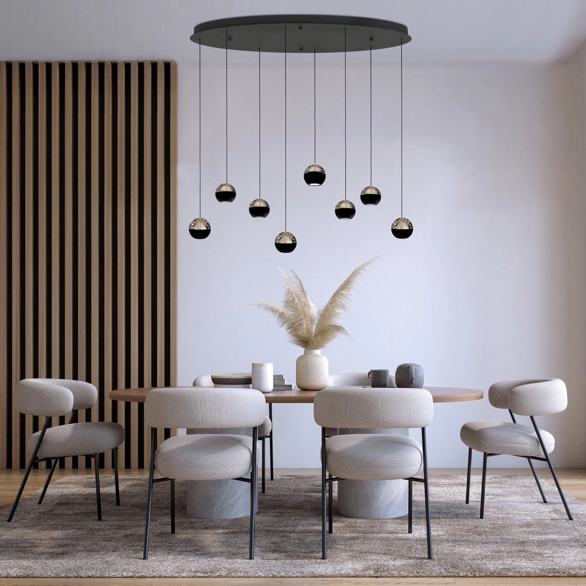 Oval pendant lamp Belluno 8-Light LED - Black Steinhauer 8712746184006