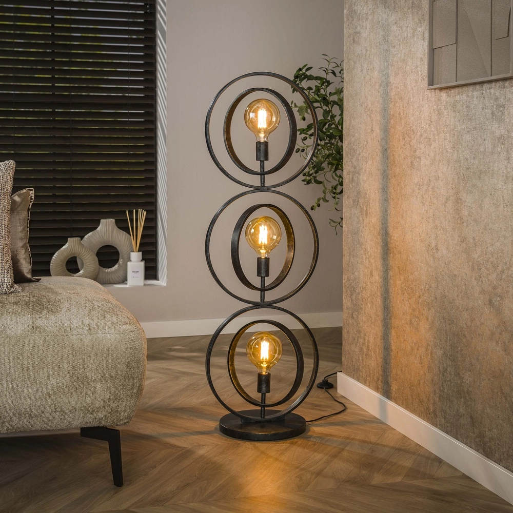 3-light charcoal floor lamp Turn E27 - Ø 40cm