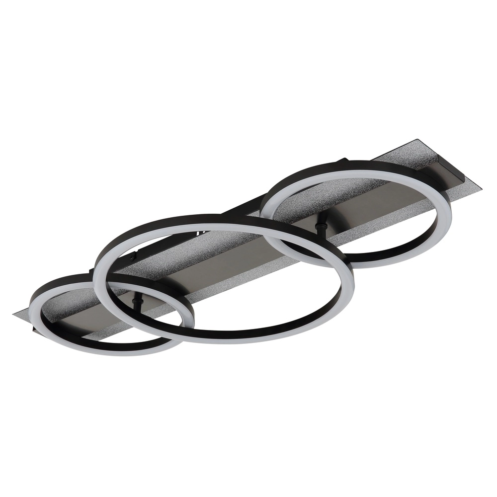 Black ceiling lamp Norberto 3 rings straight Globo 9007371569830