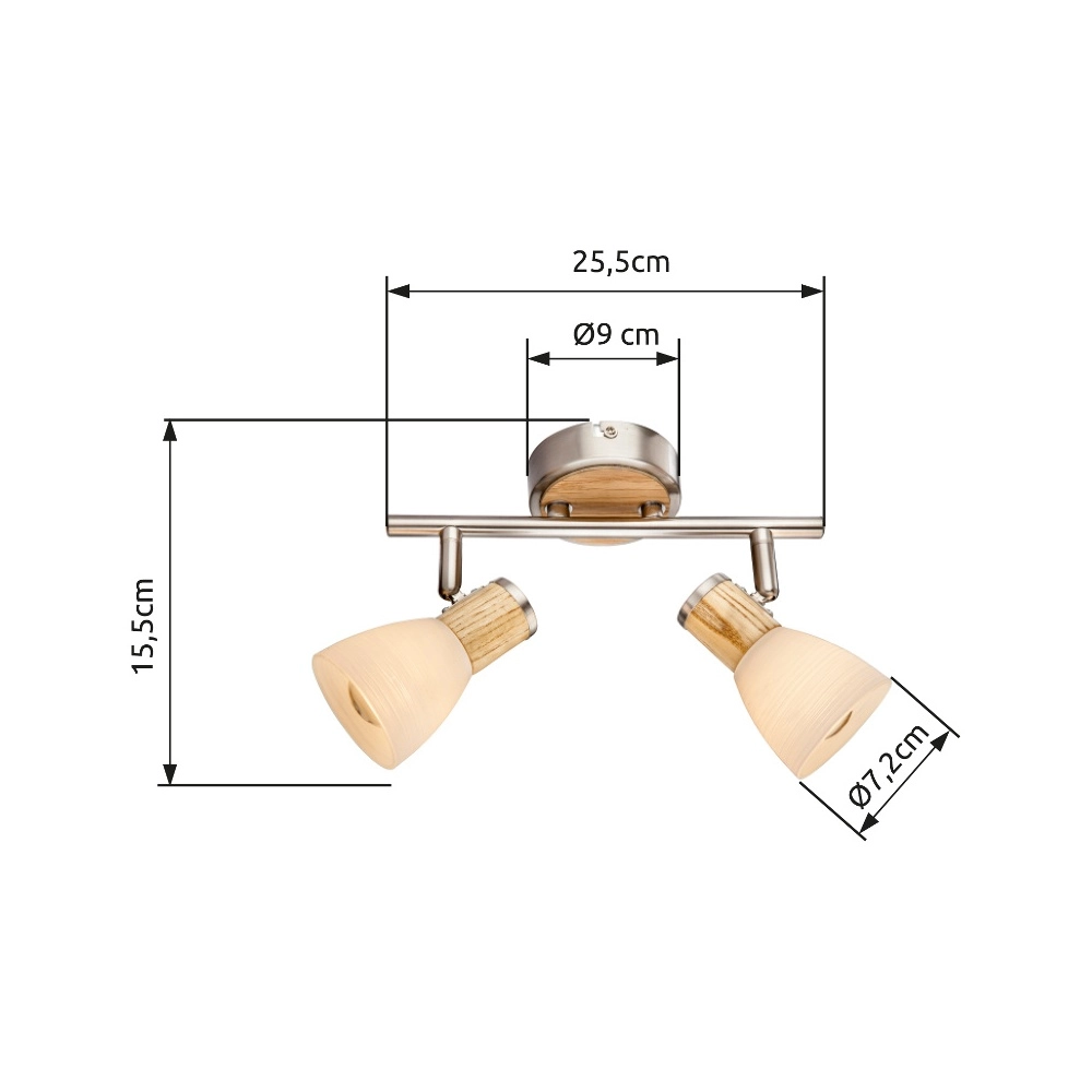 Ceiling lamp Gylfi Nickel with wood 2-lights Globo 9007371346547