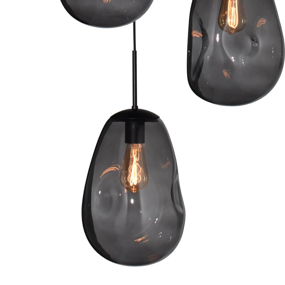 Pendant hanging lamp Lava 3x smoke glass Ø 22.5cm Masterlight 8718121286471