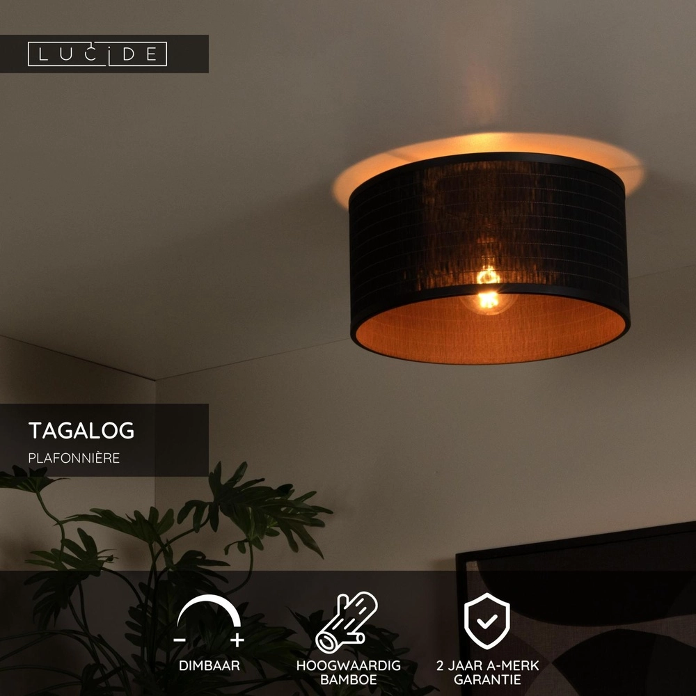 Ceiling lamp Tagalog Black Lucide 5411212211606