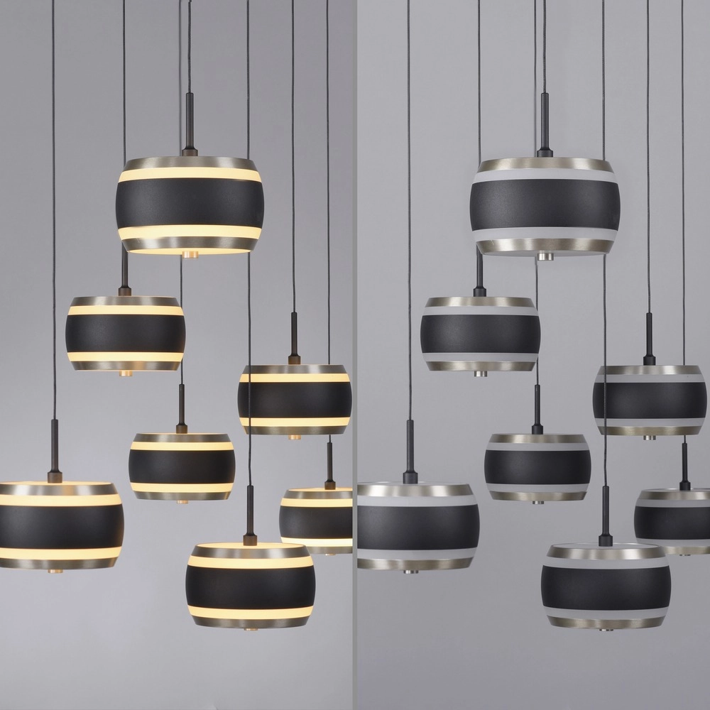7L dining table pendant lamp Pure Falling Rings black pearl Paul Neuhaus 4012248396599