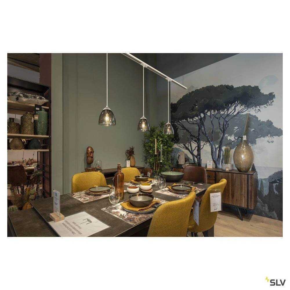 Glass hanging lamp Para Cone white with smoke glass SLV 4024163262378