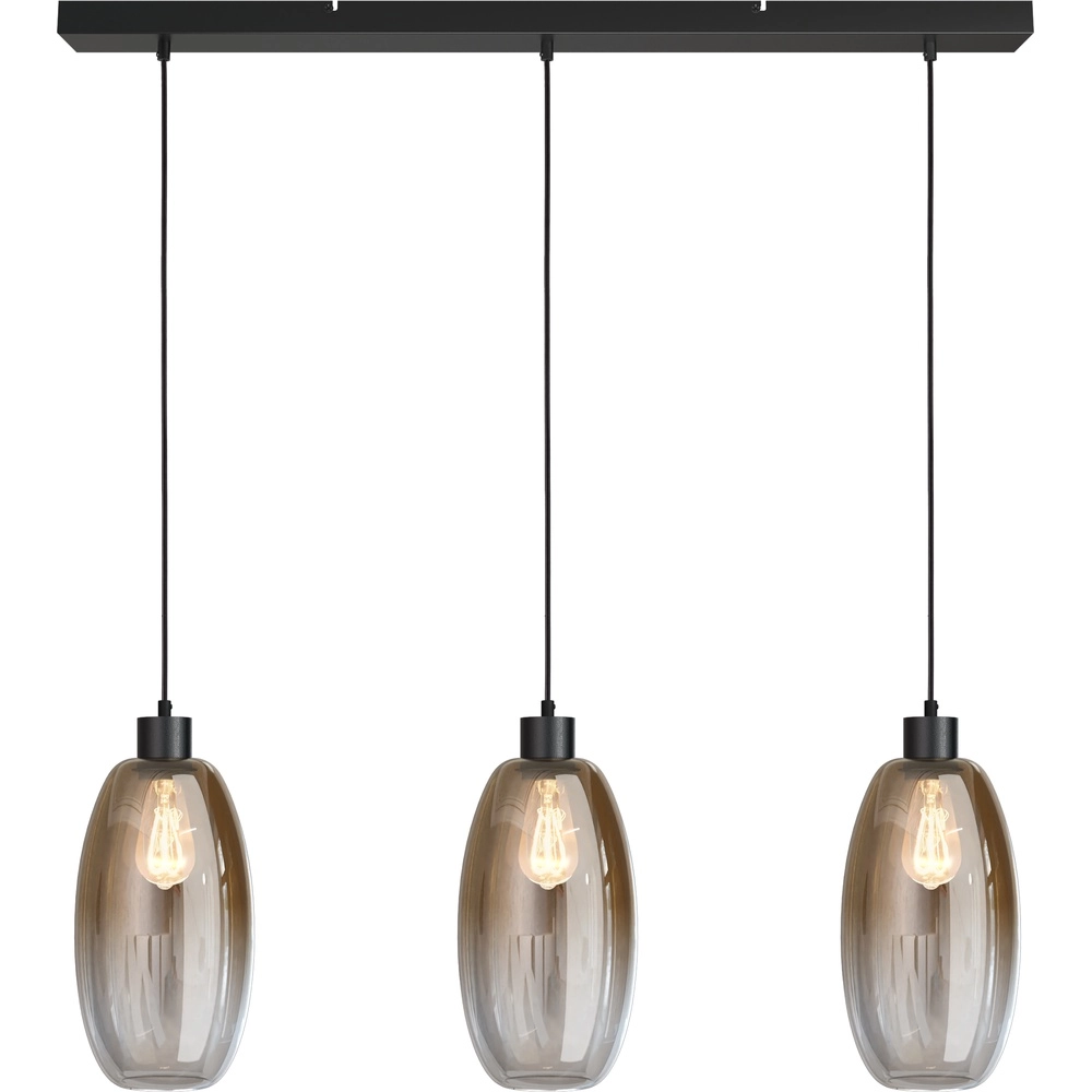 Glass pendant lamp Olive 3x Ø 18.5cm - black