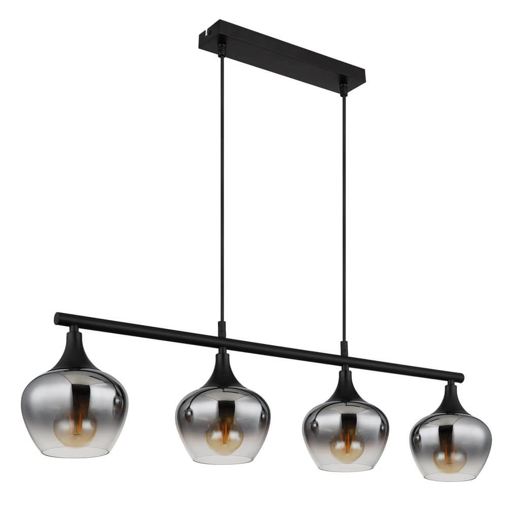 4-light pendant lamp Maxy black with smoke glass Globo 9007371471188