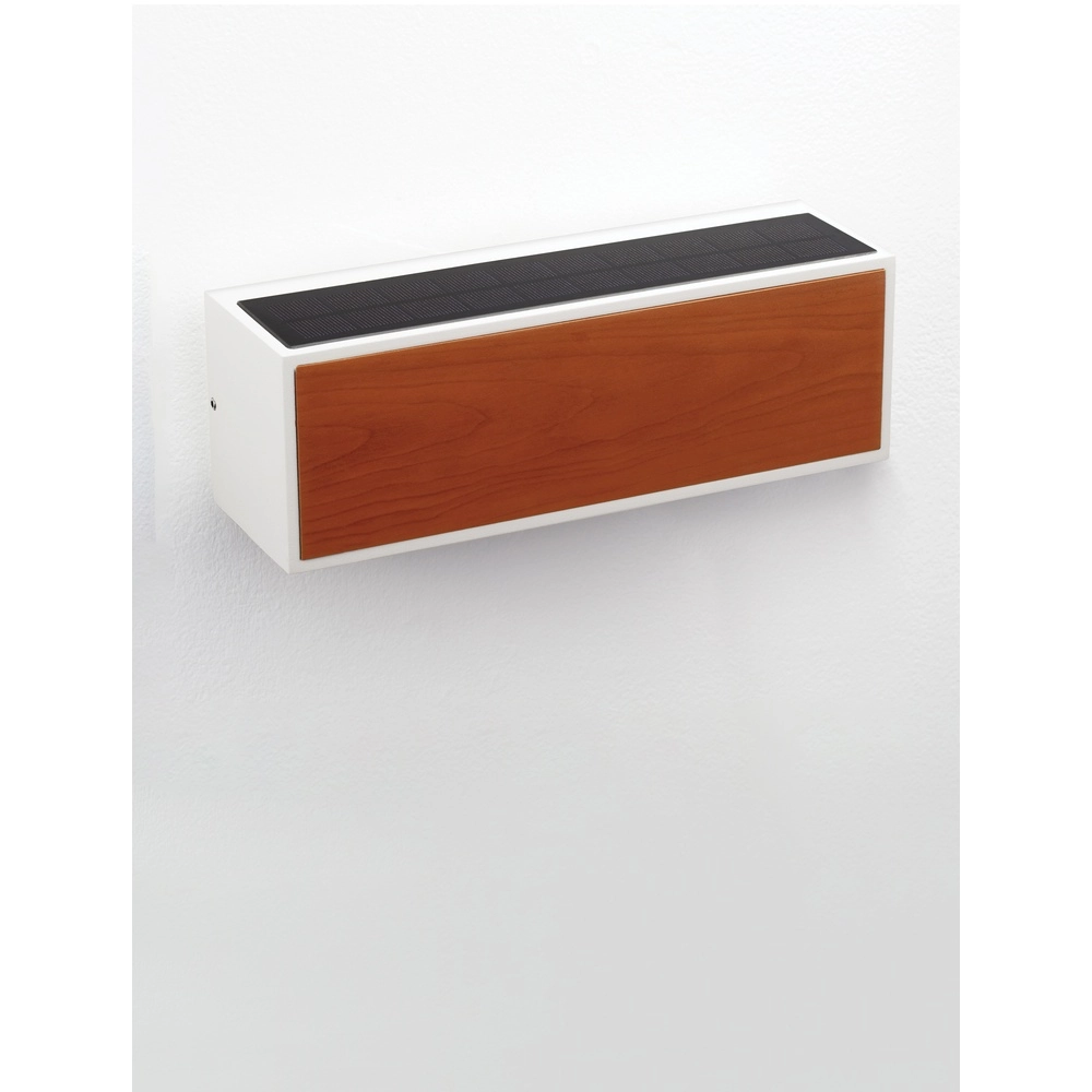 Solar wall lamp Brown white with wood Lyora 5212017449467