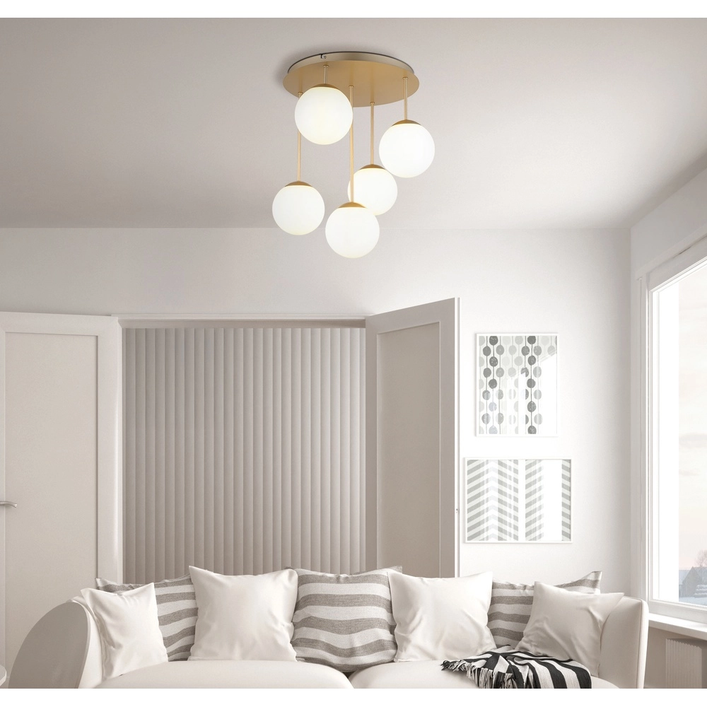 5-light ceiling lamp Harmon Champagne Globo 9007371580545