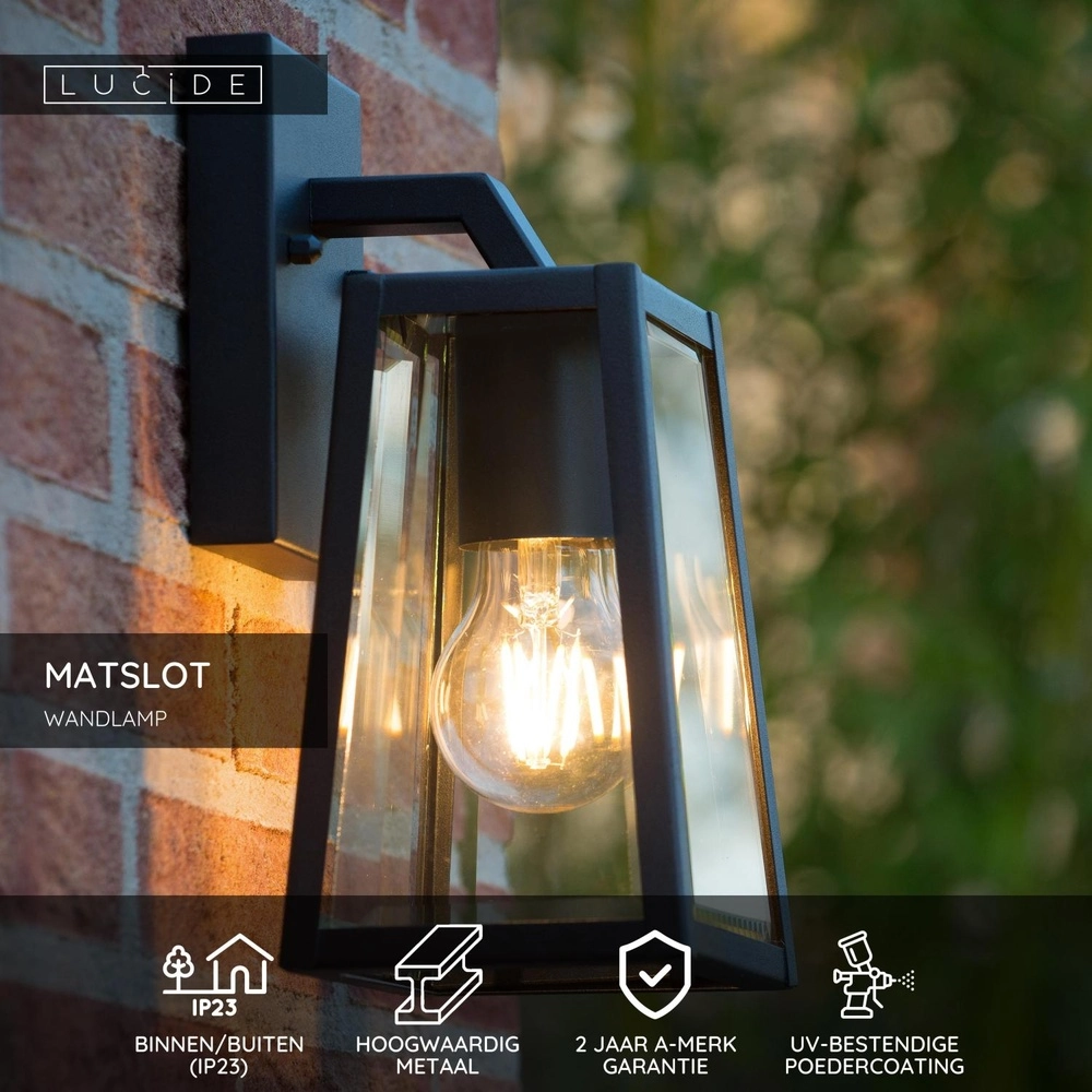 Black wall lamp Matslot Design Lucide 5411212290397