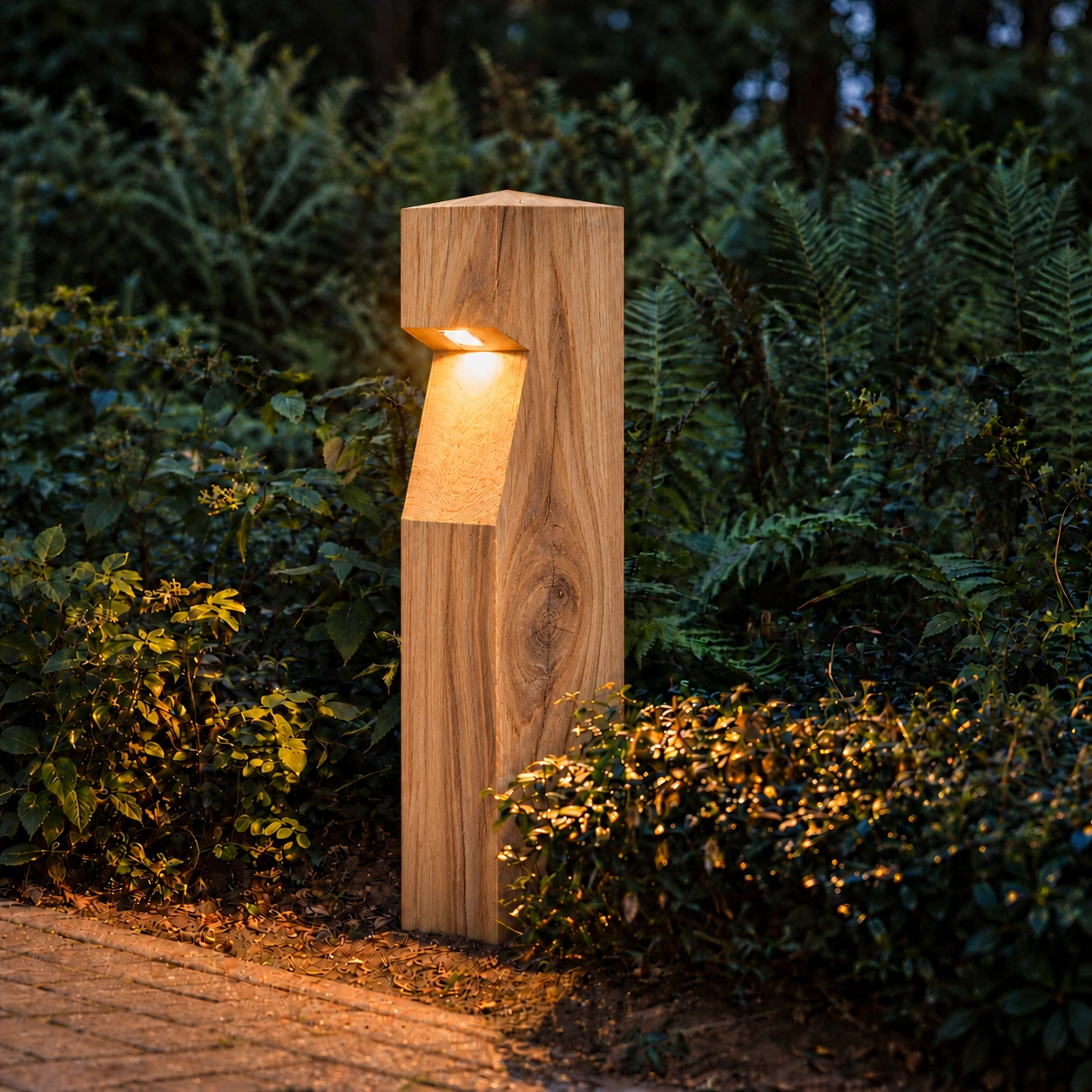 Wooden path lighting Eye 150 Rustic chestnut - 15x15x90 - 2700K