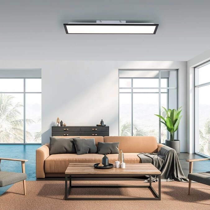 LED ceiling lamp Flat 80 by 25cm black Paul Neuhaus 4043689982089
