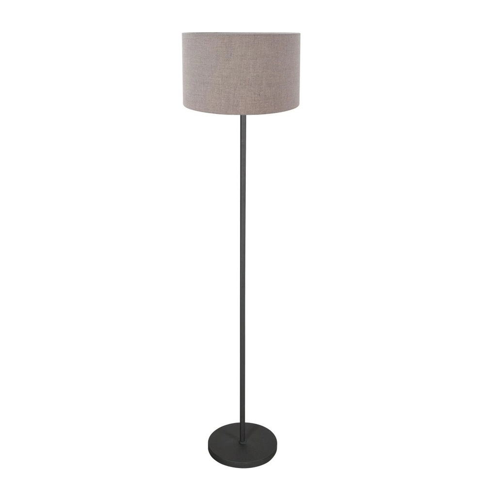 Black floor lamp Noor with grey hood