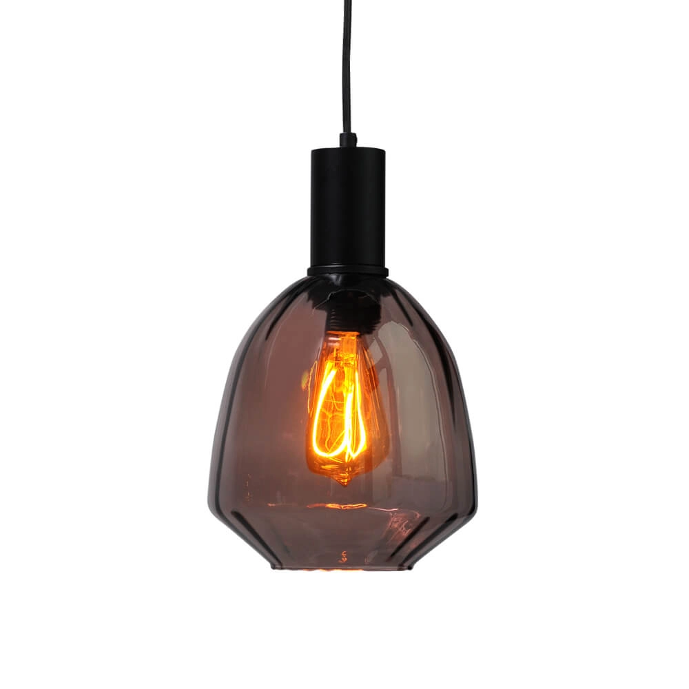 3-light hanging lamp - black - Porto with Nicolette red glasses Masterlight 8718121269573