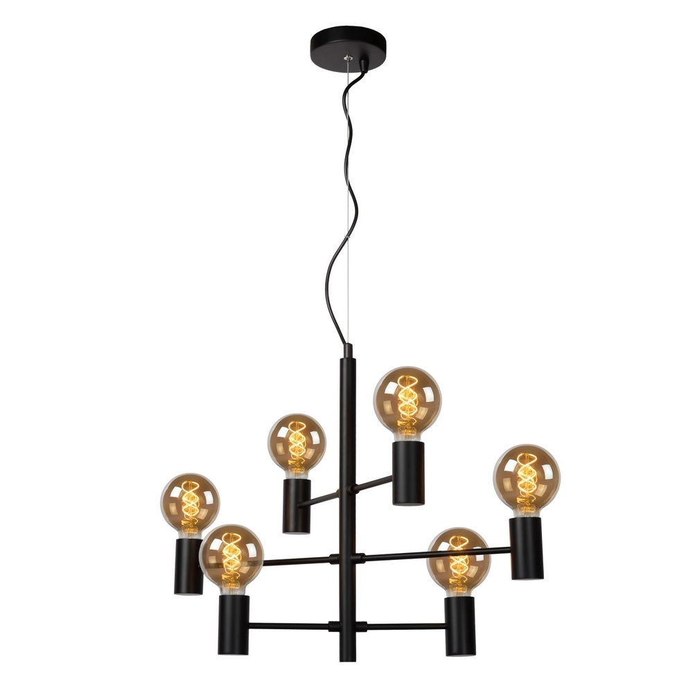 Pendant lamp Leanne 6-light black Lucide 5411212211095