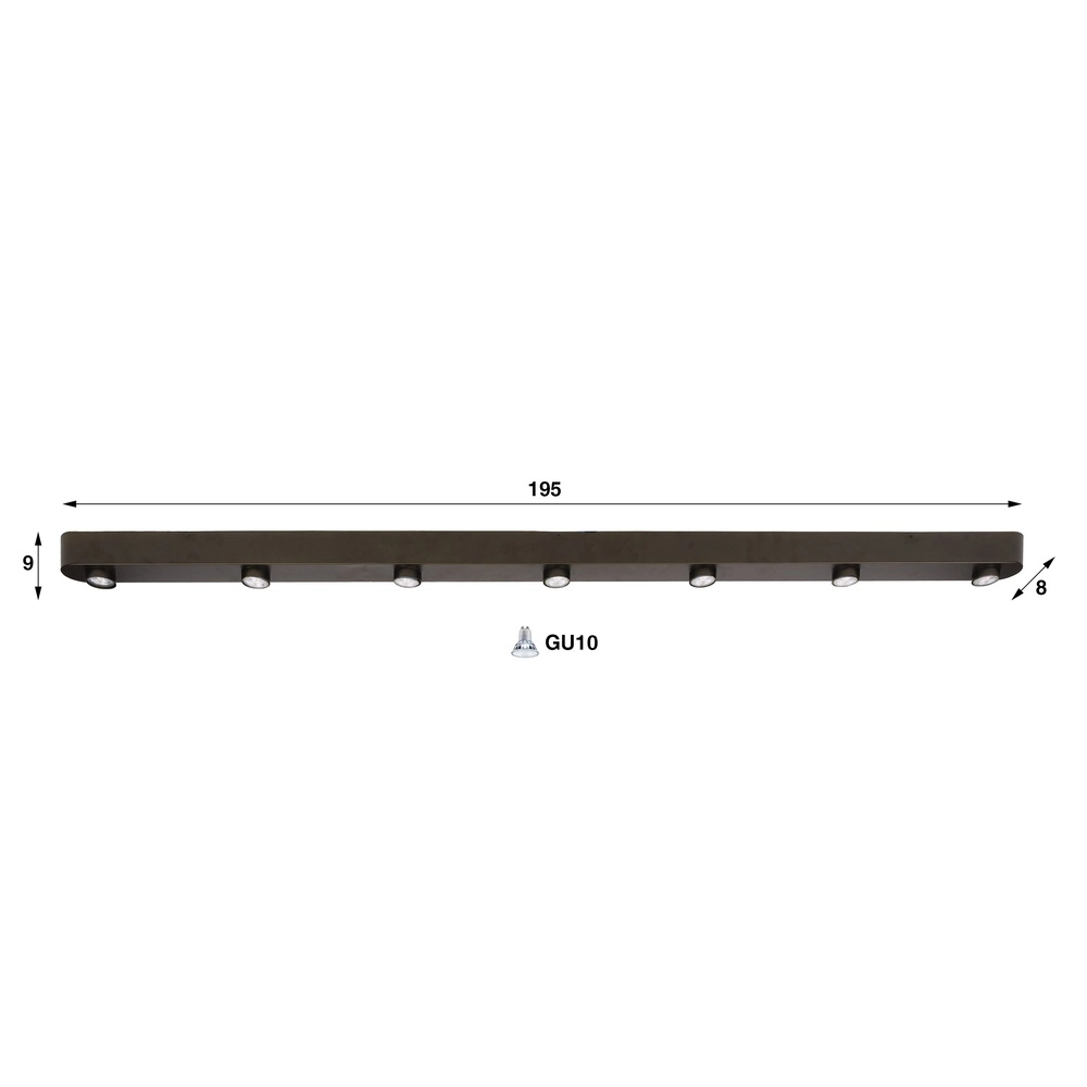 7-light surface-mounted spot Bar Sienna brown Lyora 8716803510951