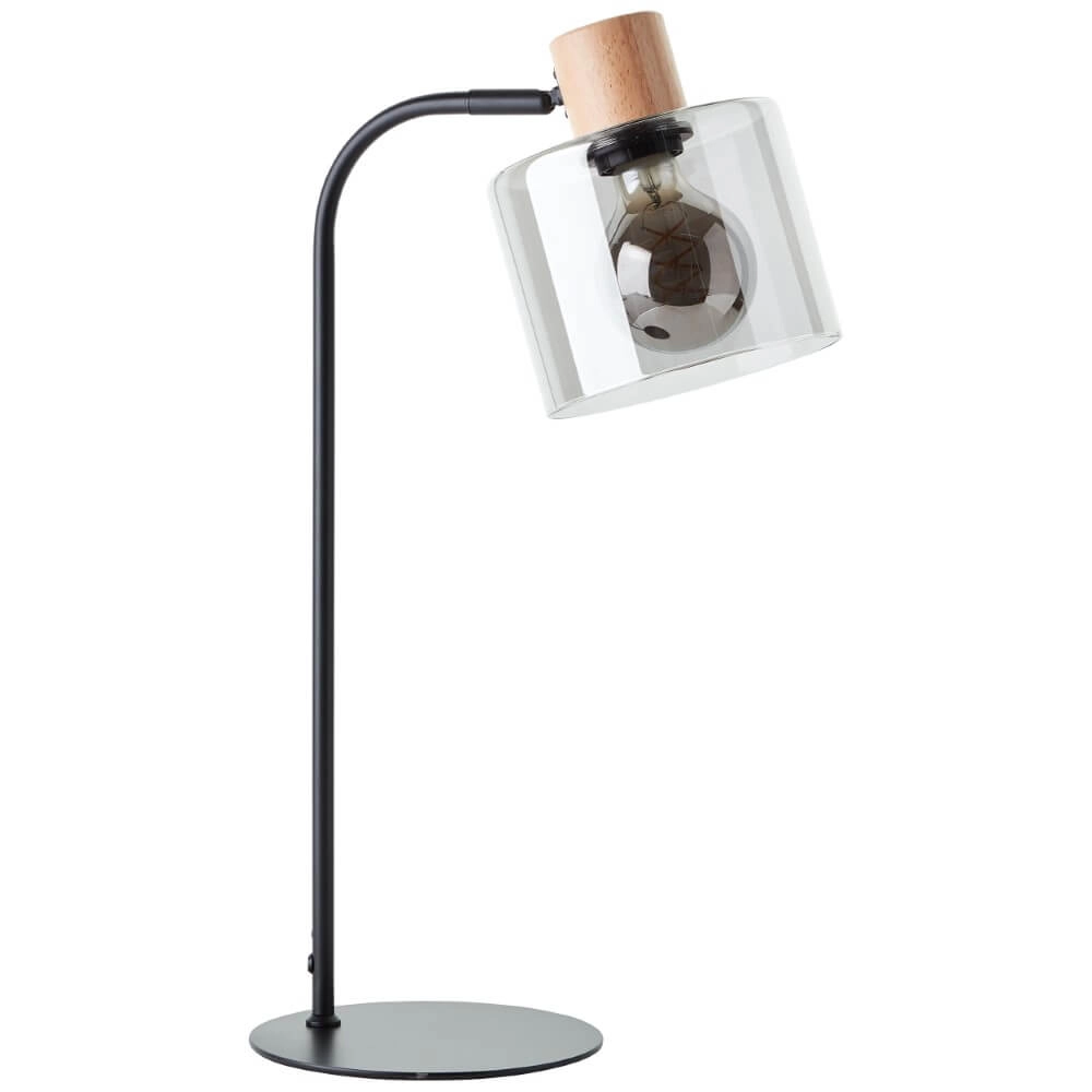Table lamp Weald black with wood Brilliant 4004353419263
