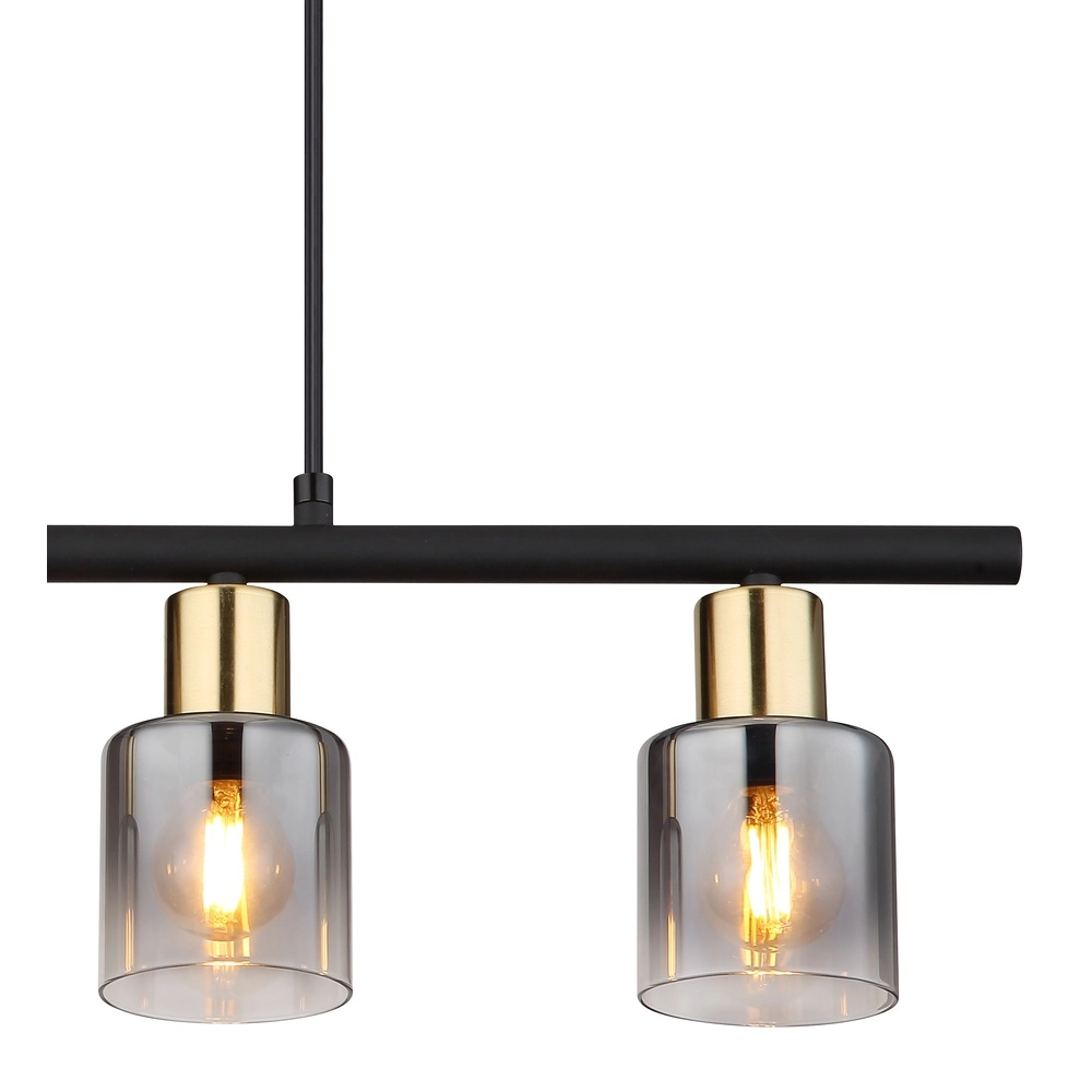 4-light pendant lamp Hollsy black with smoke glass Globo 9007371454853