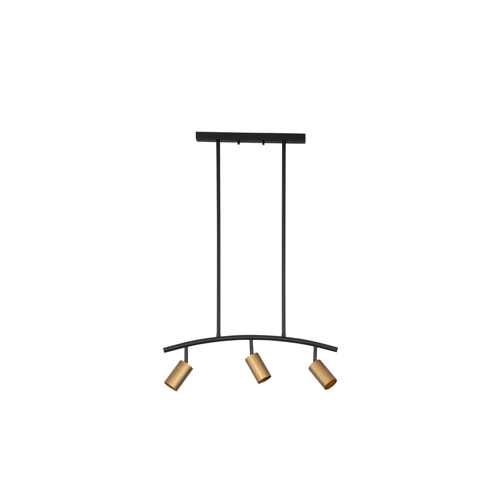 Pendant lamp Pogno 3-light black with gold round Lyora 5212017431295