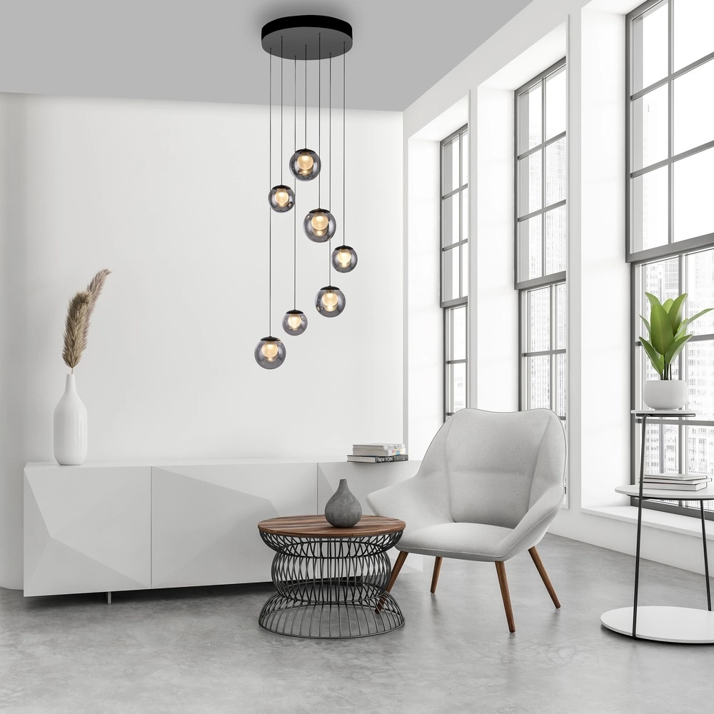 7-light pendant lamp Pure Popup mystic grey Paul Neuhaus 4012248396674