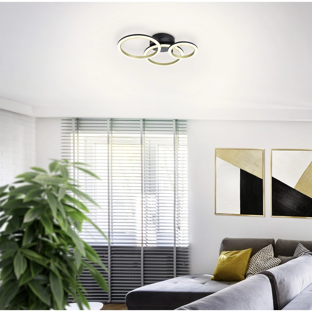 Smart ceiling light Calliera 49cm - black with gold - round Eglo 9008606332939