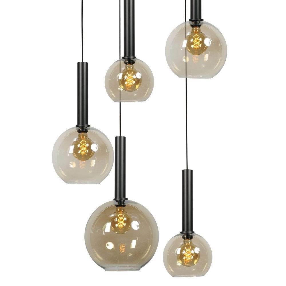 Black hanging lamp Bella 5 lights with glass bulbs Masterlight 8718121255798