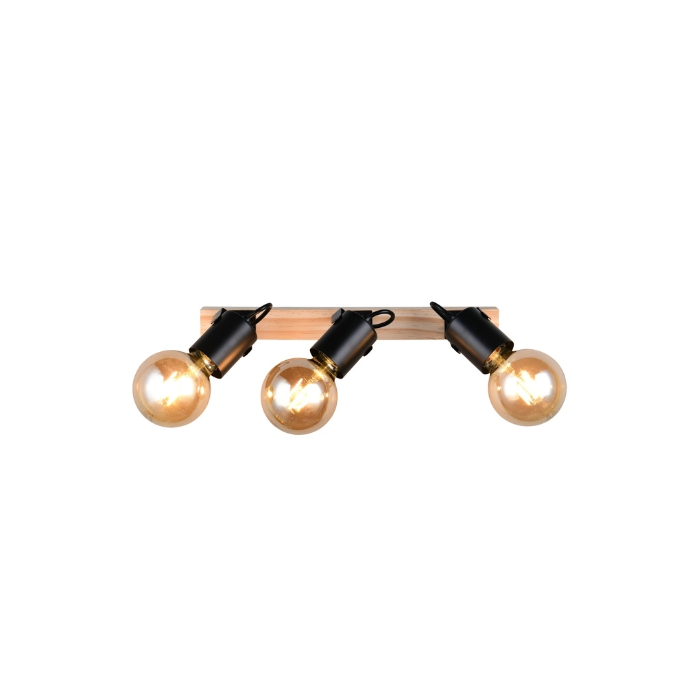 Ceiling lamp 3-lights Lynar black with wood Trio 4017807671995