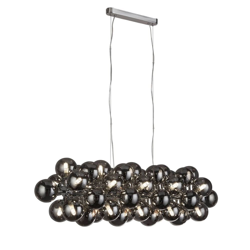 Pendant Lamp Glass Berry Globe 25-light black with smoke glass