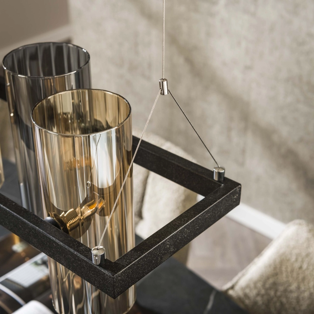 Pendant lamp Cylinder 130cm - smoke and amber glass Lyora 8716803512443