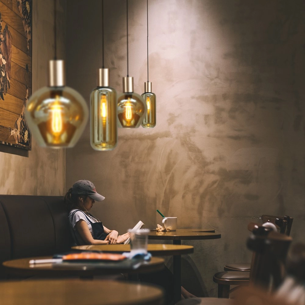 Black pendant hanging lamp Bounty gold with cylinder glass Masterlight 8718121248424