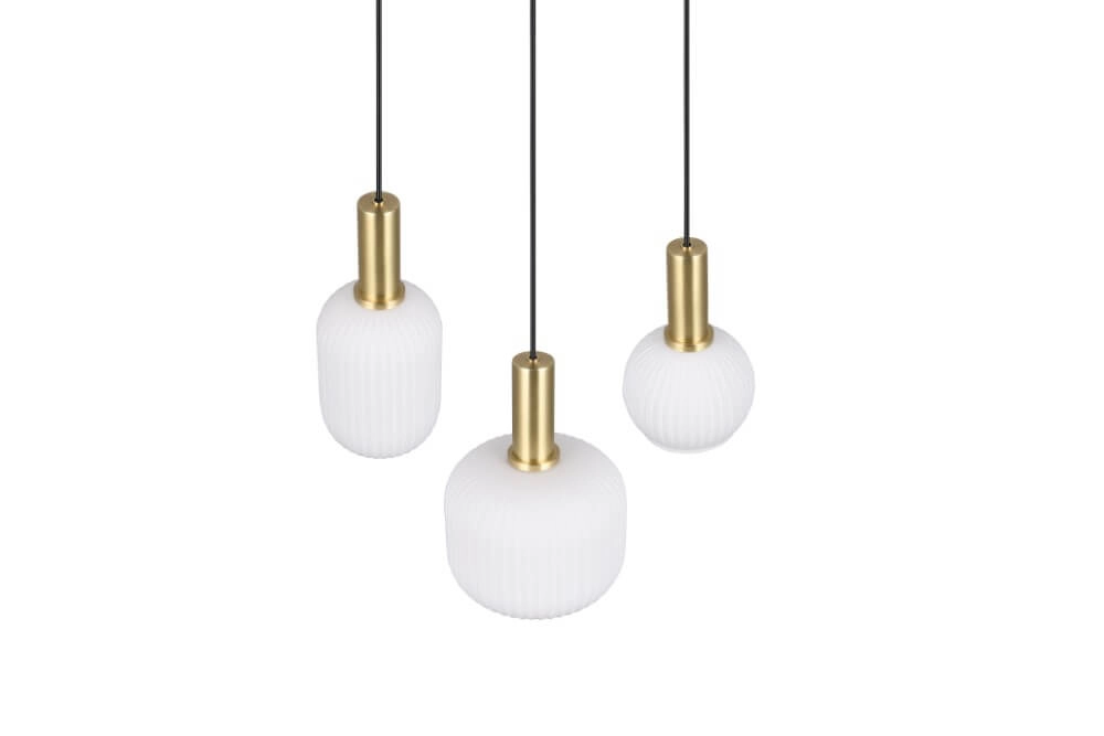 Dining room pendant lamp Diva 3-light - white glass Trio 4017807614503