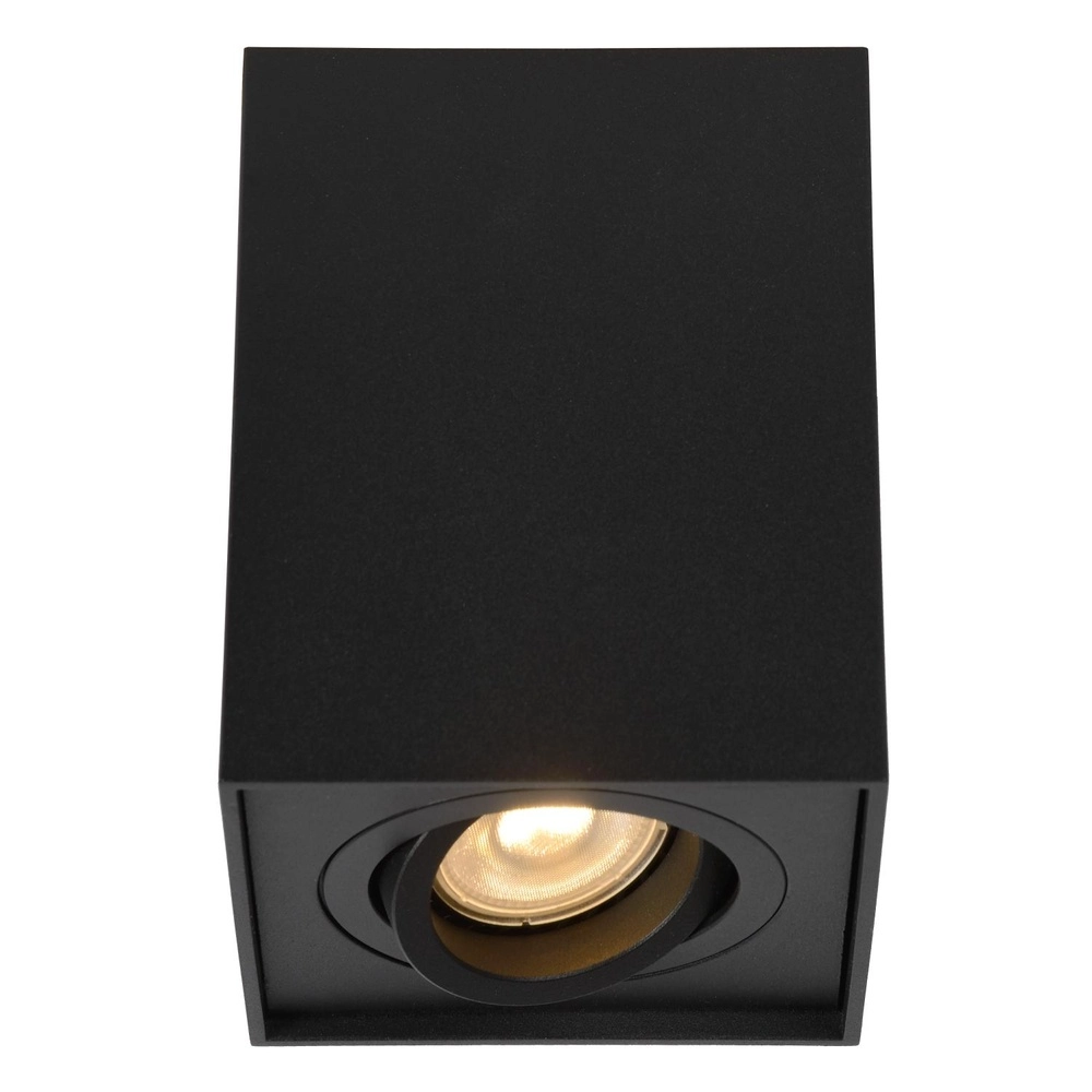 Surface-mounted ceiling spot Tube Square Black Lucide 5411212221285
